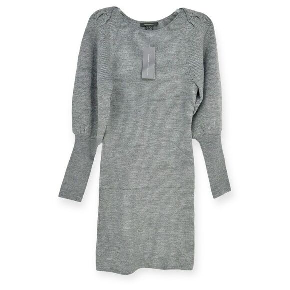 FRENCH CONNECTION NWT Vhari Babysoft Rib Sweater Dress Mid-Grey Melange- M 90s - Picture 7 of 9